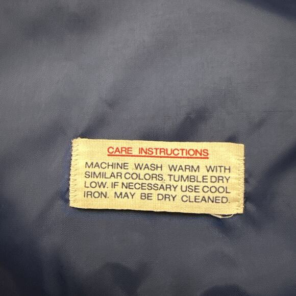 Outerwear From Sears Blue Puffer Jacket Size Tall Large Vintage Warm Red Striped - Picture 7 of 11